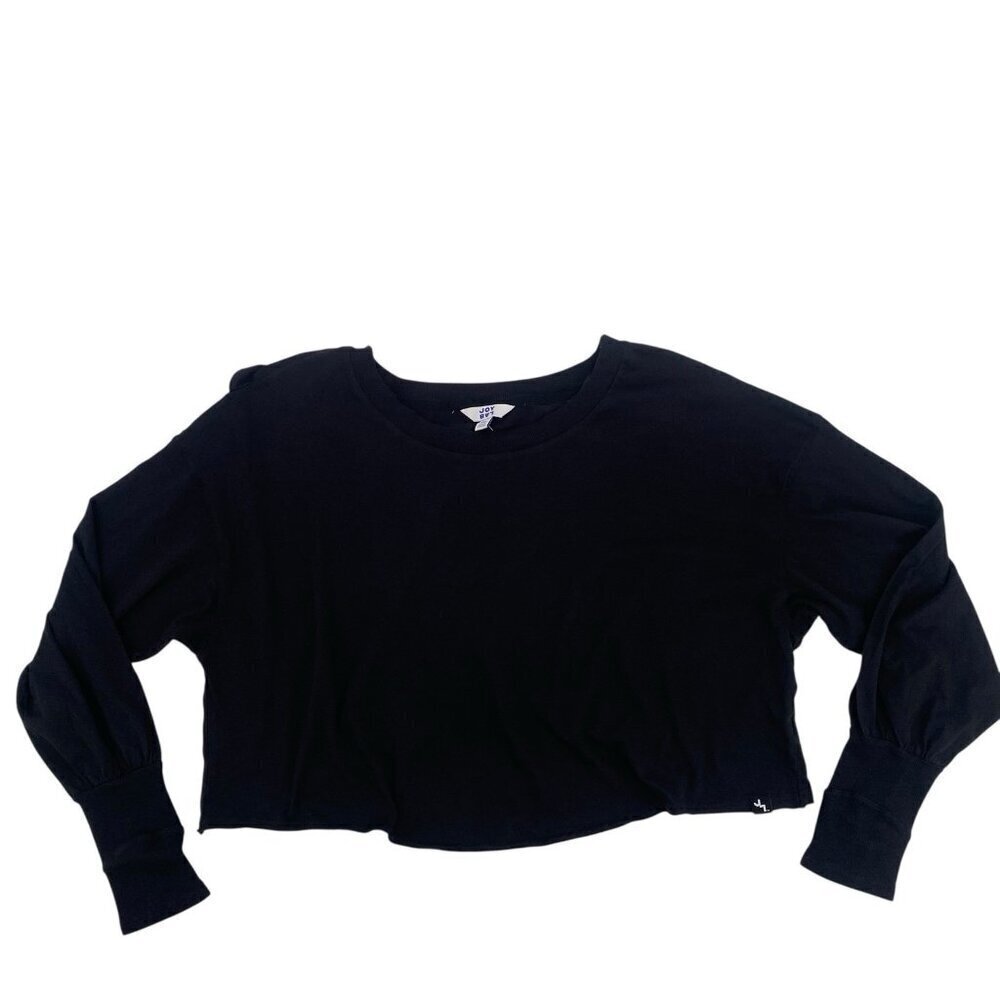 JoyLab Size XXL Black Long Sleeve Boxy Fit Tee Open Back Frayed Hem Thumbholes